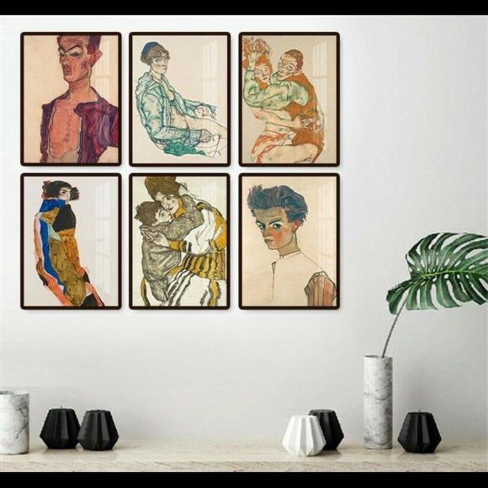 Egon Schiele Painting Vintage Classical Style Prints Set of 6